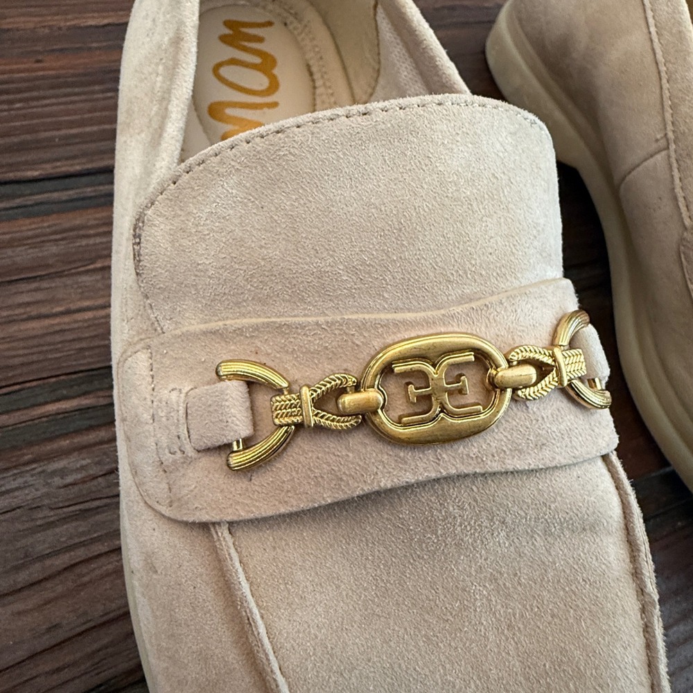 Sam Edelman Kyana Beige Suede Horsebit Loafers Womens 8M Platform Slip On Shoes - Picture 8 of 10